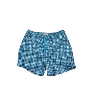 J Crew Flex Swimwear Mens green Geometric Tile Print Board Shorts Swim Trunks M